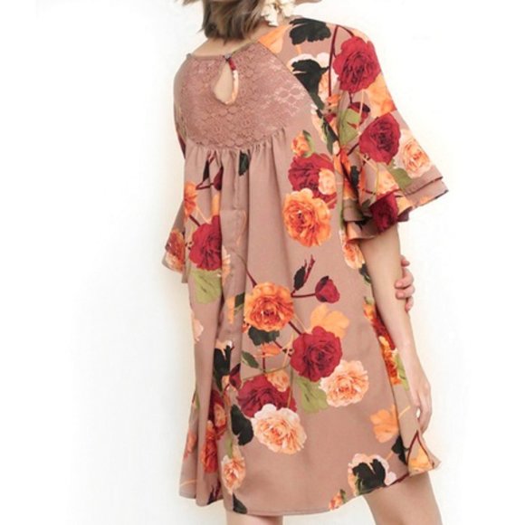Umgee Floral Lace Tiered Dress - Picture 2 of 8
